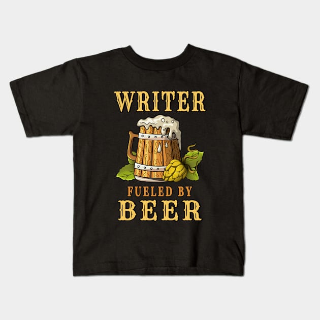 Writer Fueled by Beer Kids T-Shirt by jeric020290